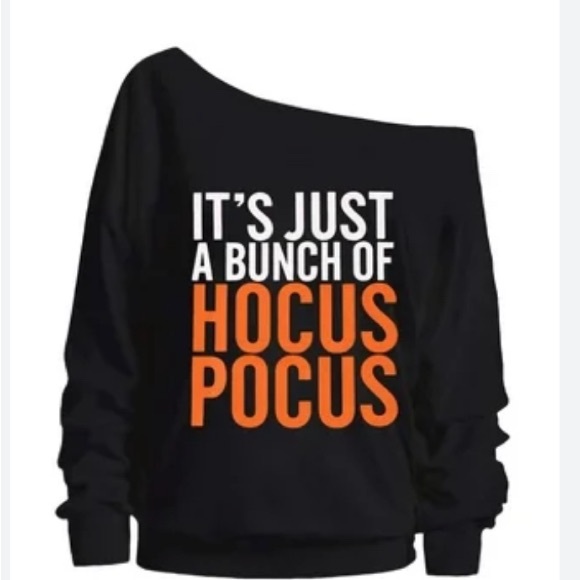 It's Just a Bunch Of Hocus Pocus Sweatshirt Halloween Off The Shoulder  Sz XL - Picture 1 of 5